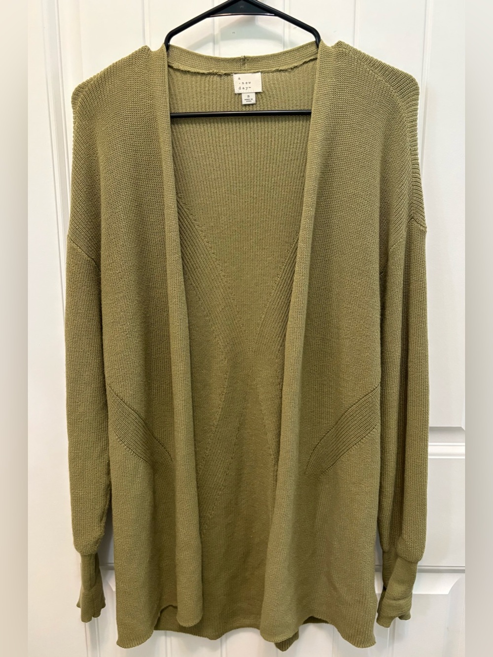 A New Day Open-Front Olive Green Women's Cardigan Sweater. Size Small.